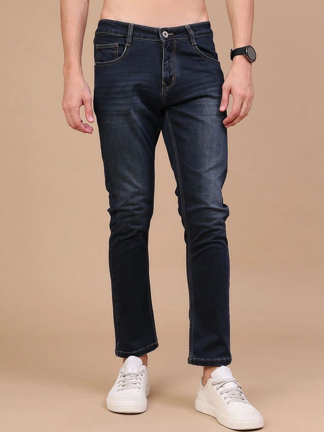 V-Mart Men Solid Regular Fit Mid-Rise Low Distress Jeans - view 1