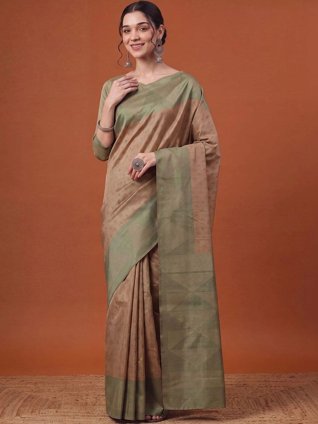 Anouk Floral Silk Blend Designer Tussar Saree - view 1