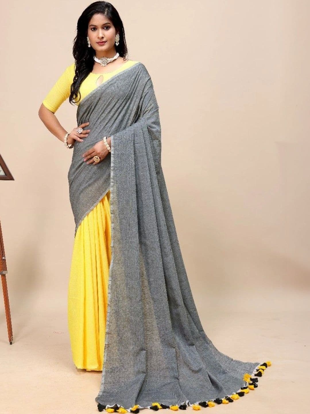aeriebier Woven Design Zari Khadi Saree - view 1