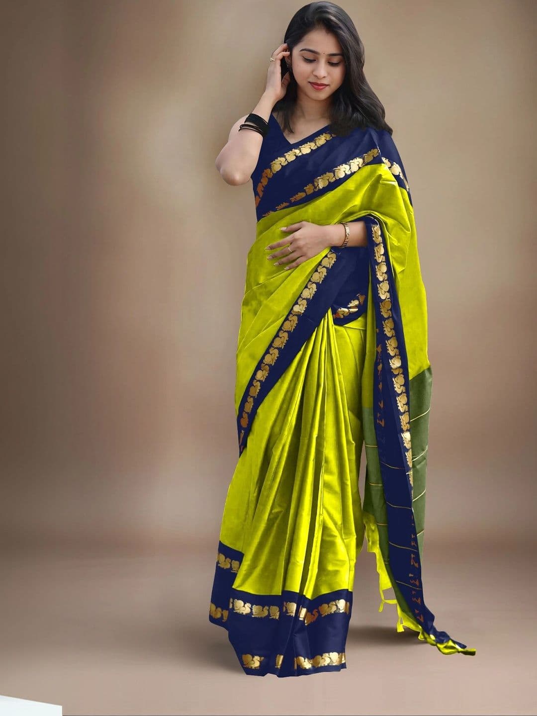 UMANTA Woven Design Zari Silk Cotton Designer Gadwal Saree - view 1
