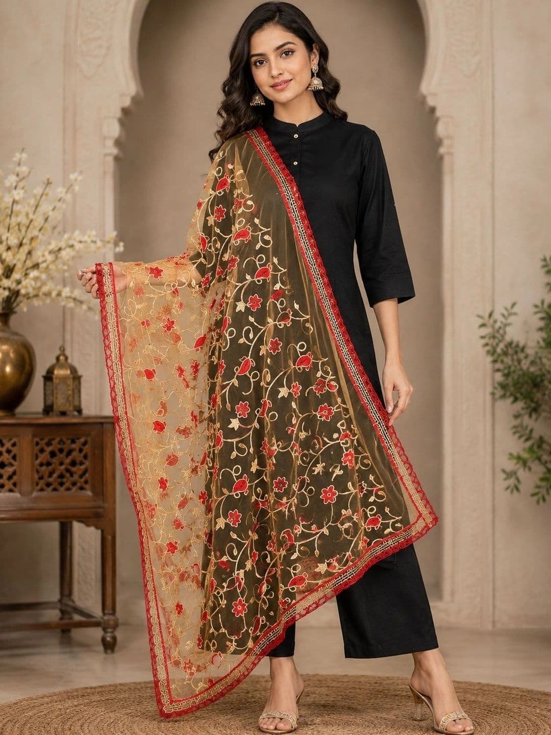 STUTI FASHION Embroidered Dupatta with Thread Work - view 1