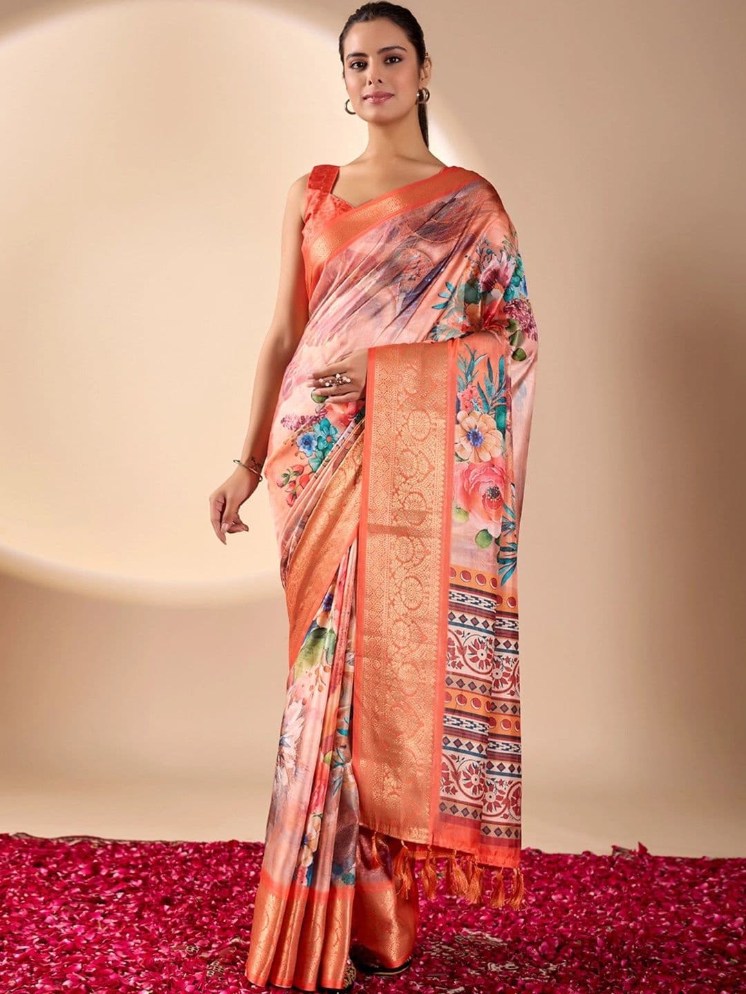 LeeliPeeri Designer Floral Zari Silk Blend Designer Saree - view 1