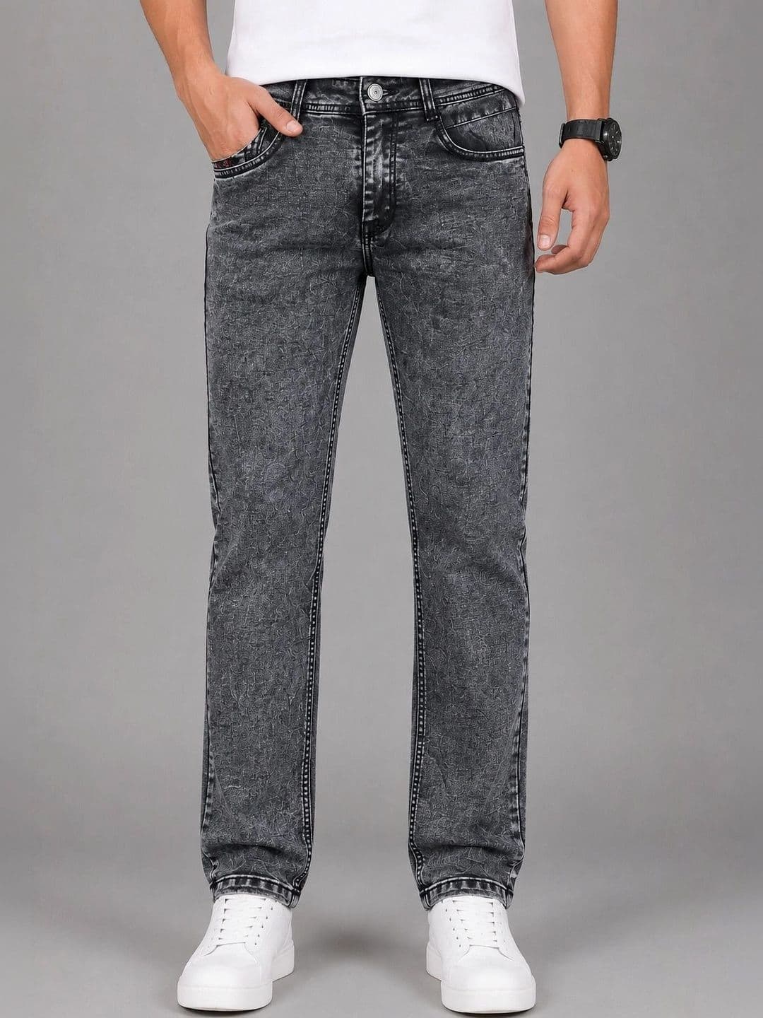 FRANSCART Men Straight Fit Mid-Rise Stretchable Jeans - view 1
