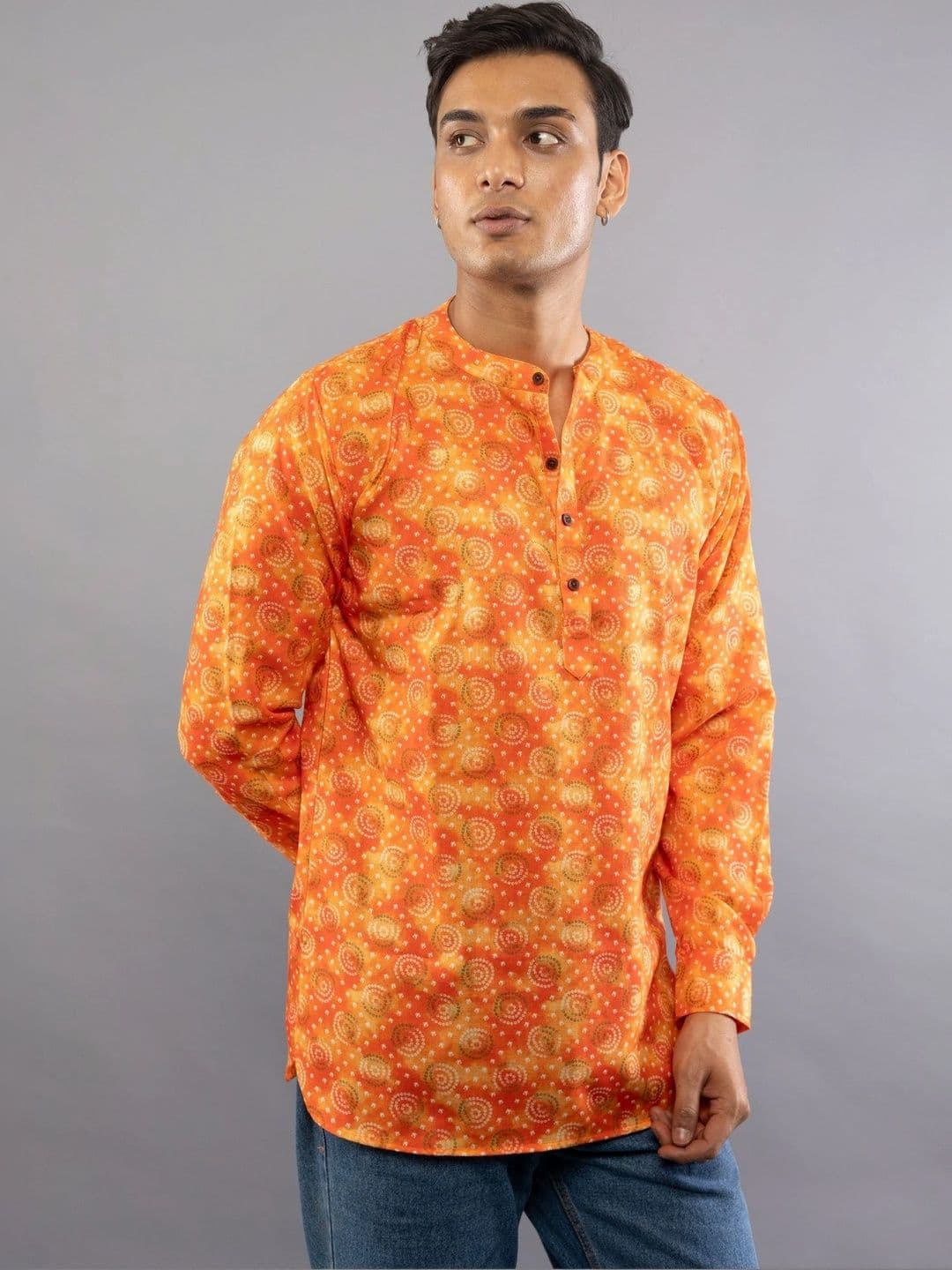 Vallengud Men Bandhani Printed Slim Fit Kurta - view 1