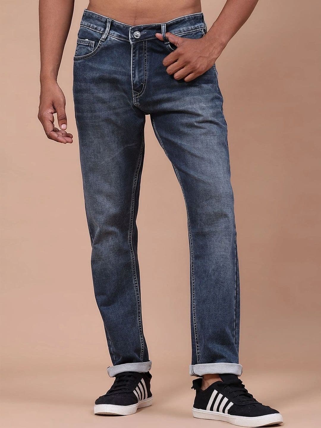 V-Mart Men Solid Regular Fit Mid-Rise Jeans - view 1