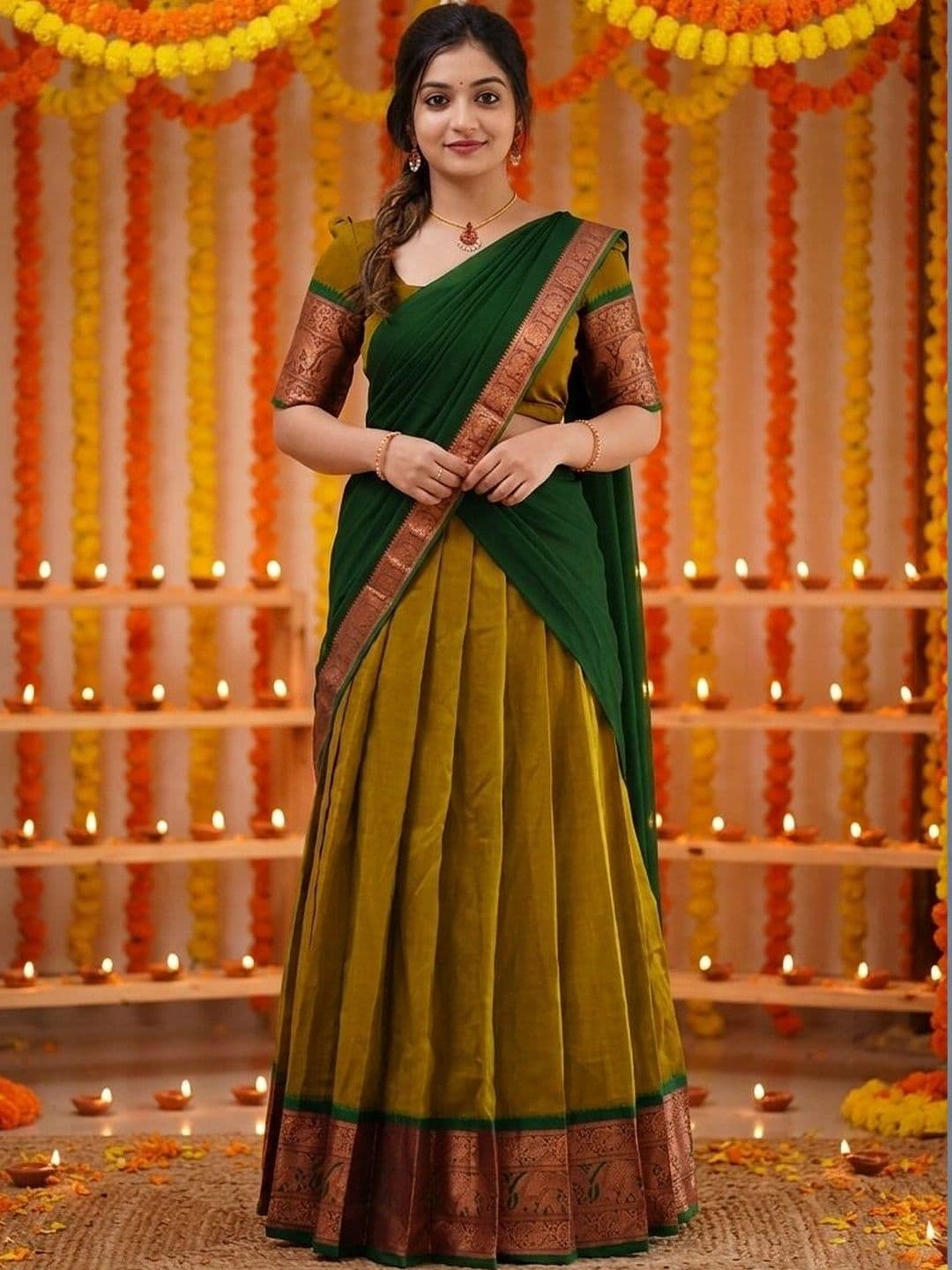 all about you Embroidered Unstitched Lehenga & Blouse With Dupatta - view 1
