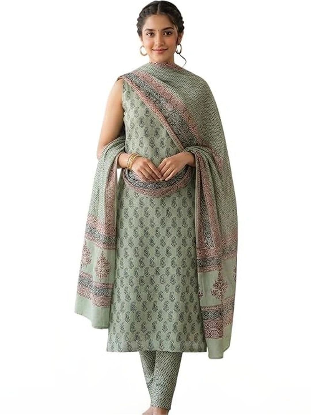 DEEPTI BOUTIQUE Printed Pure Cotton Unstitched Dress Material - view 1