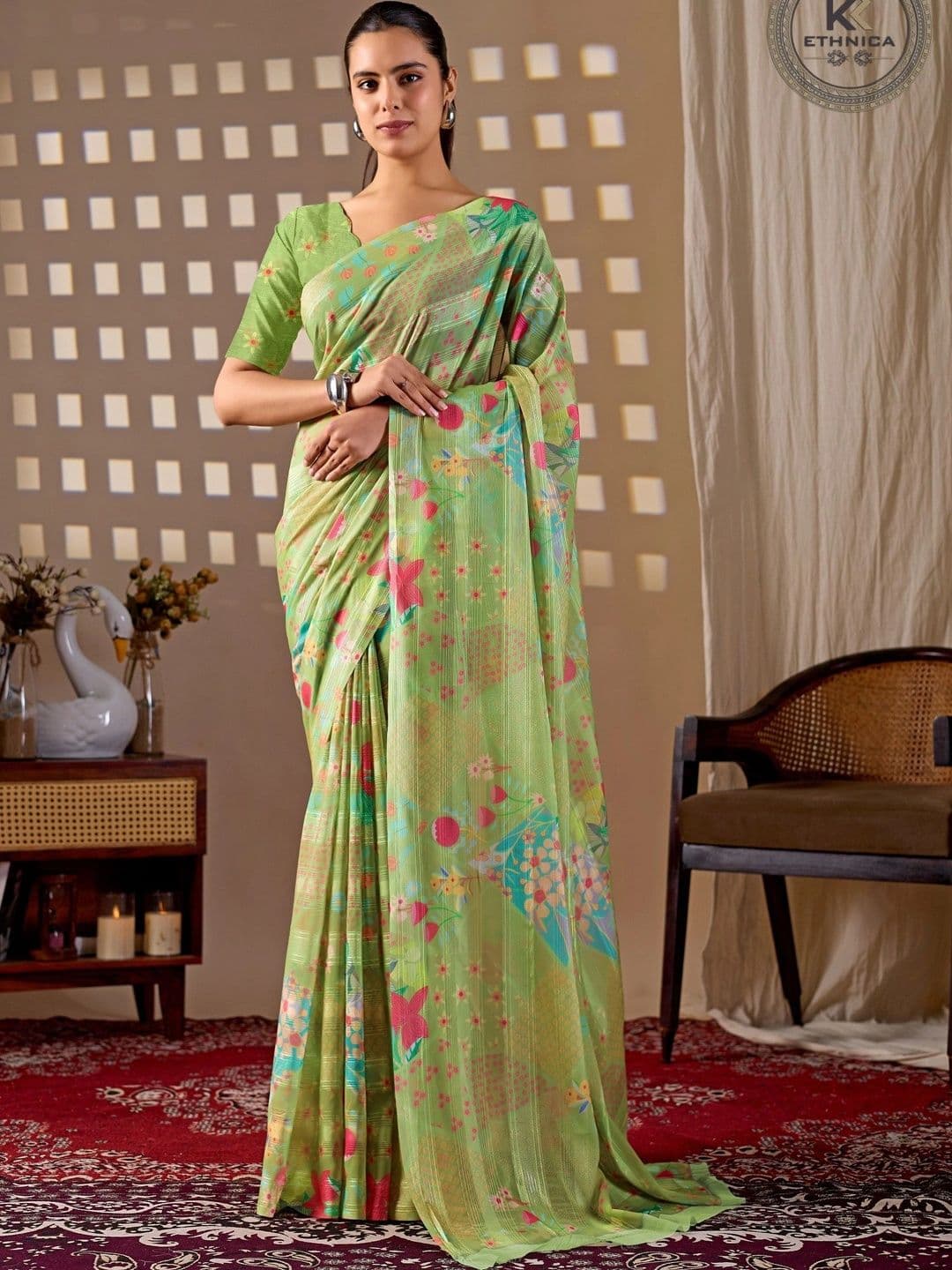 all about you Floral Poly Georgette Designer Saree - view 1