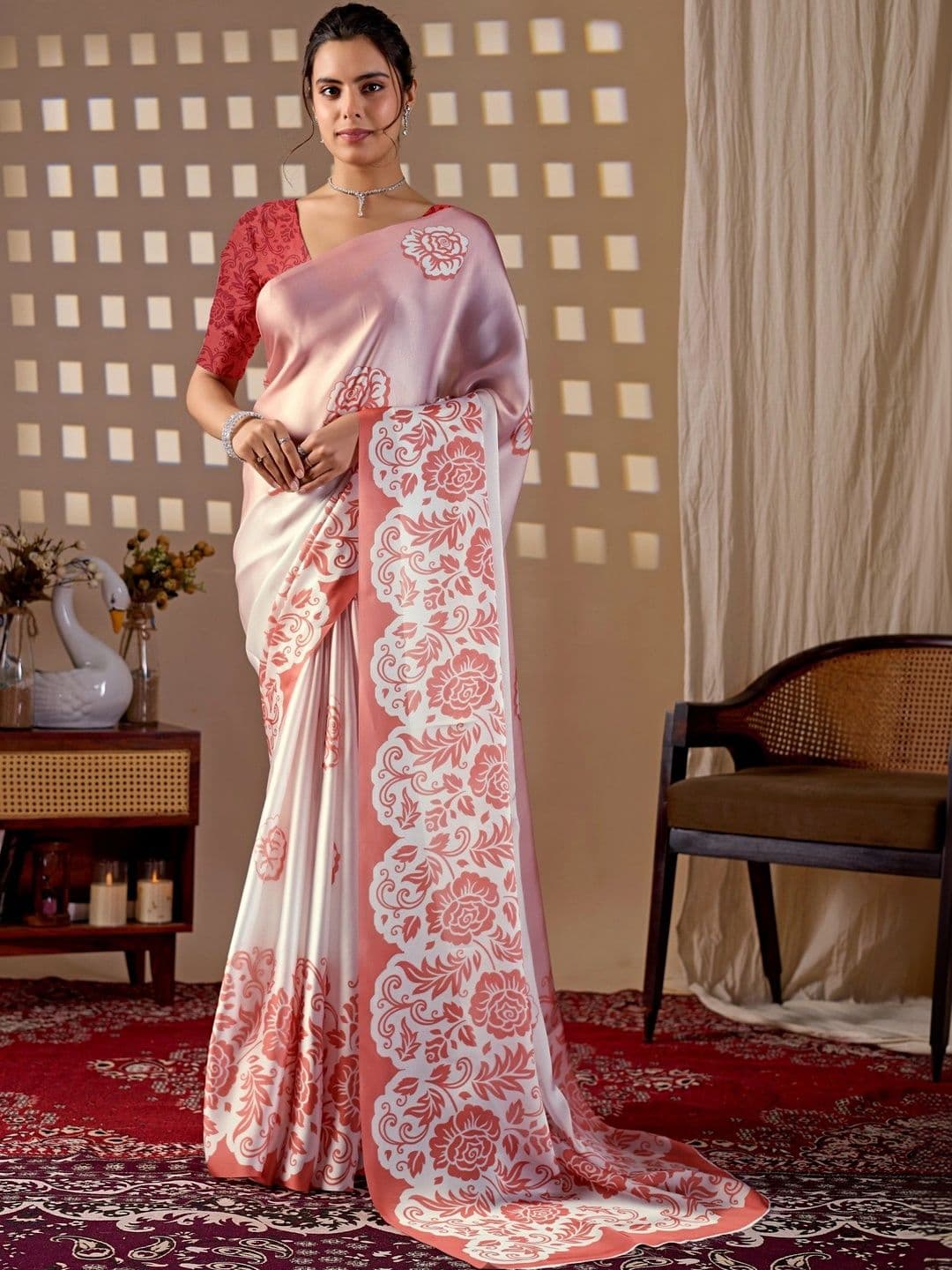 all about you Floral Satin Designer Saree - view 1