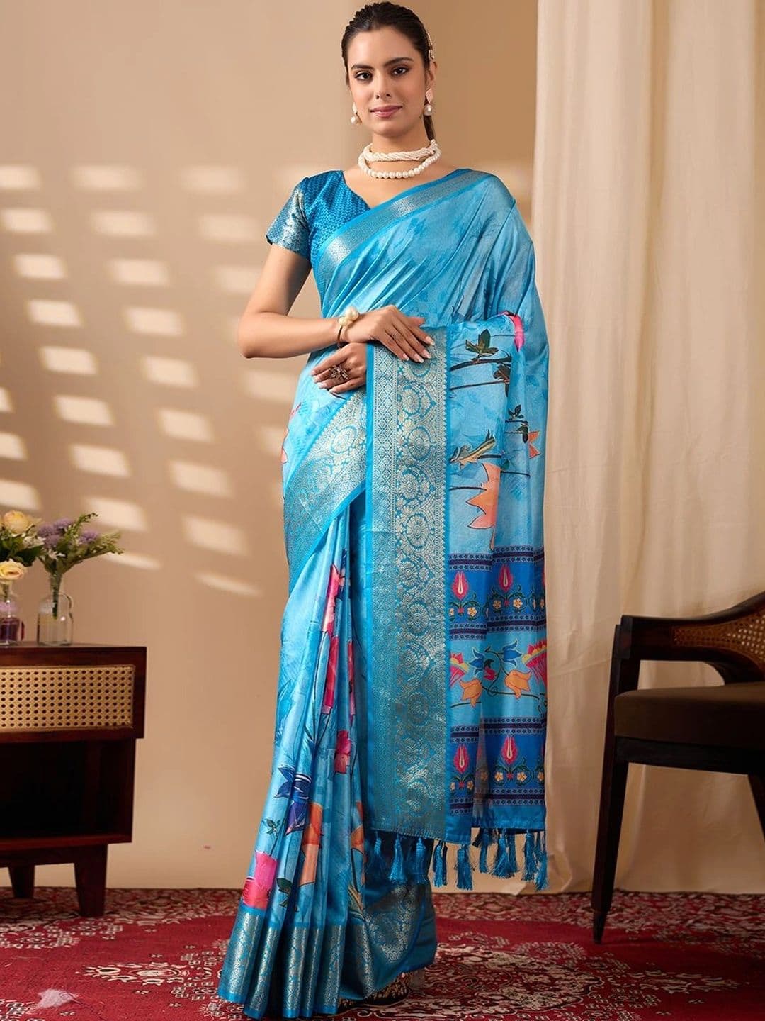 LeeliPeeri Designer Floral Zari Silk Blend Designer Saree - view 1