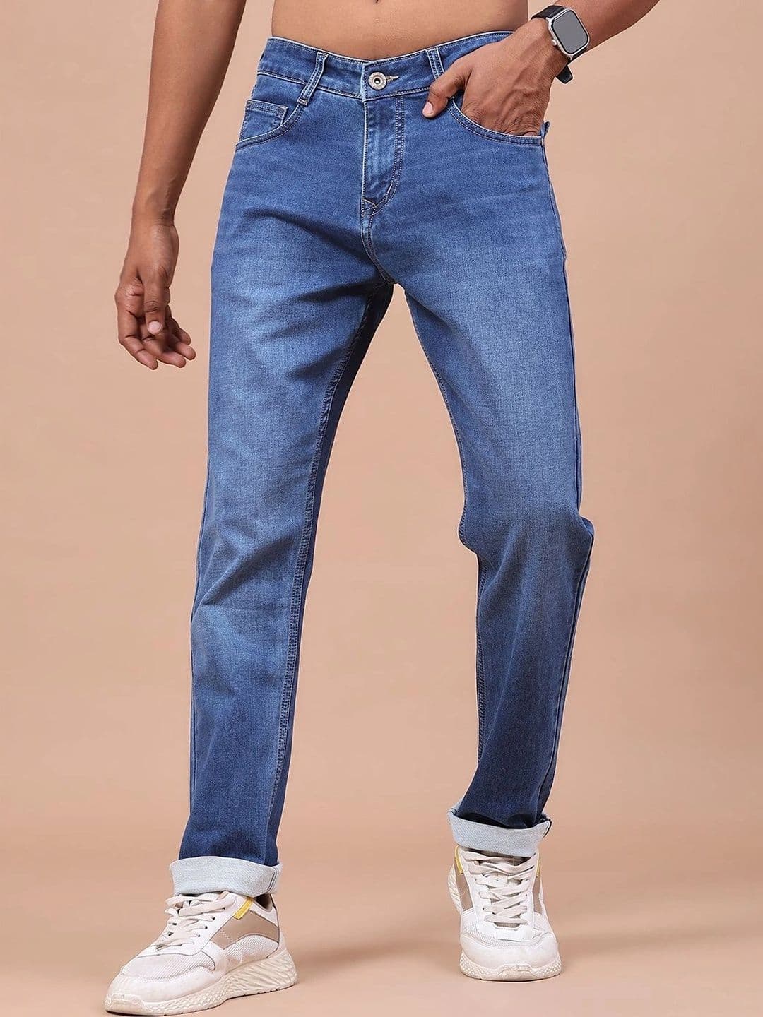 V-Mart Men Solid Regular Fit Mid-Rise Low Distress Jeans - view 1