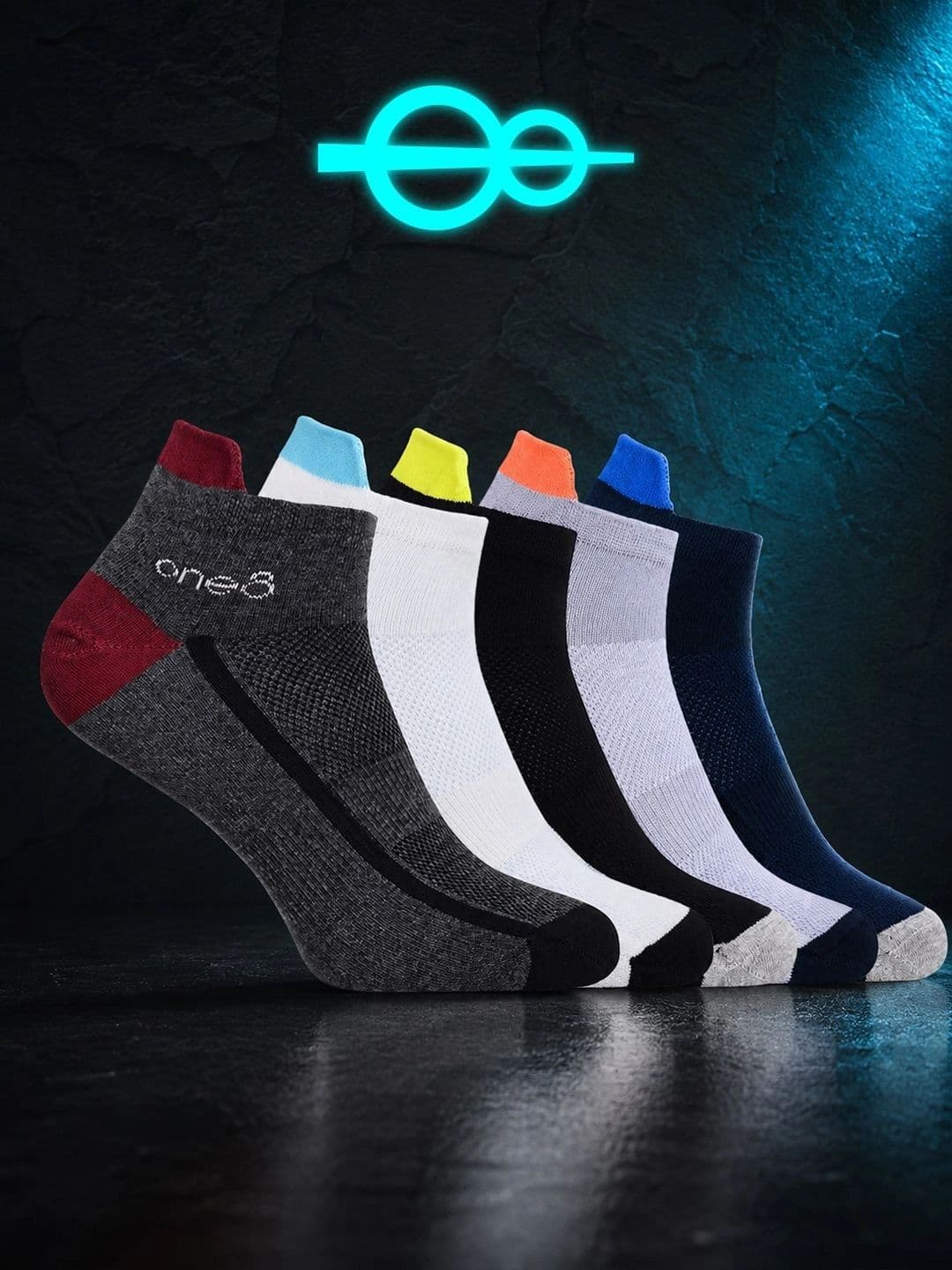 One8 Men Pack of 5 Low Ankle Cotton Socks HEIQ Anti-Odour Breathable Flat Knit - view 1