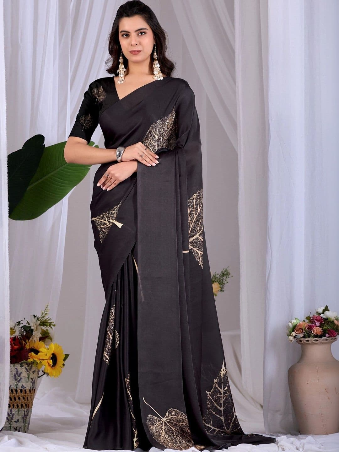 all about you Floral Satin Designer Saree - view 1