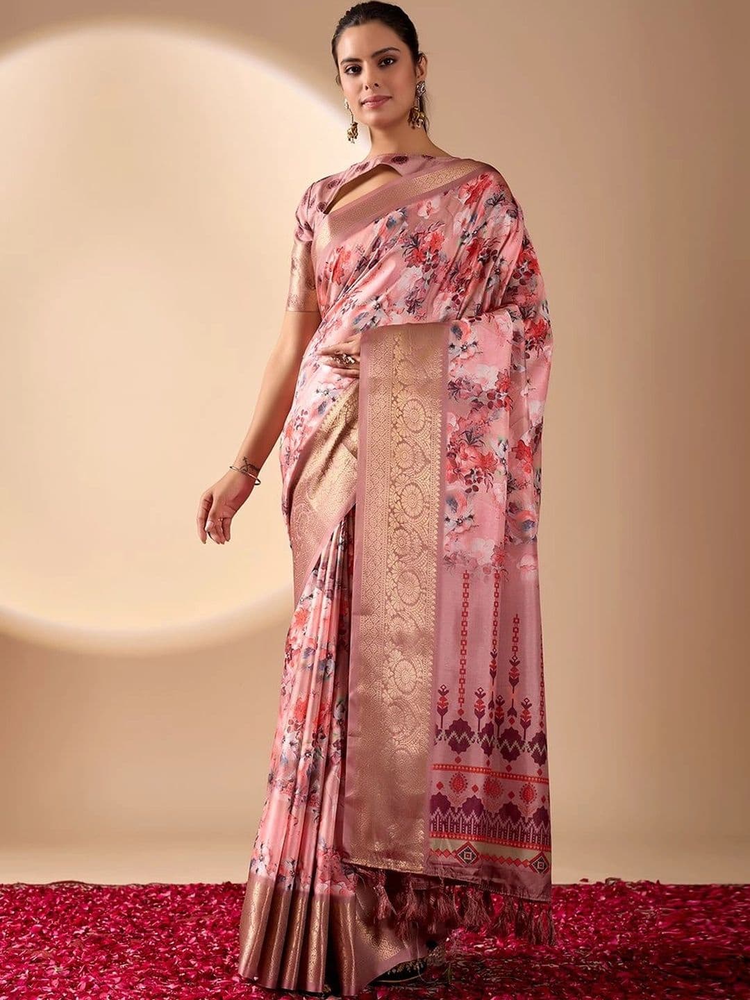all about you Floral Zari Silk Blend Designer Saree - view 1