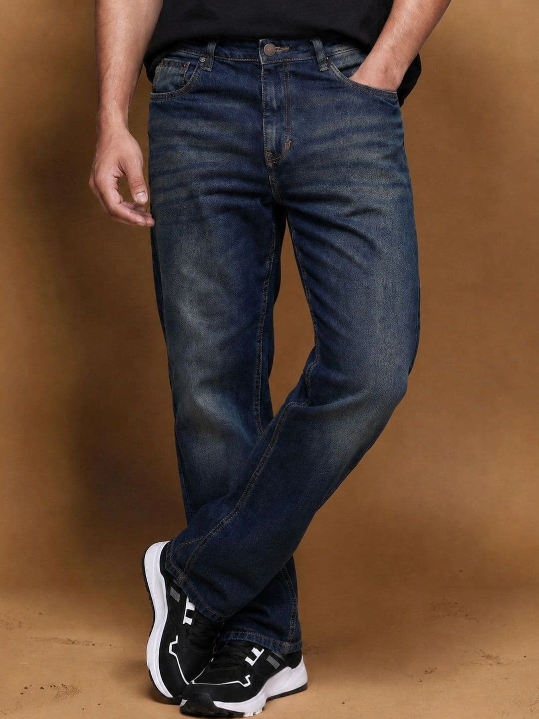 Roadster Men Jean Straight Fit Mid-Rise Low Distress Stretchable Jeans - view 1