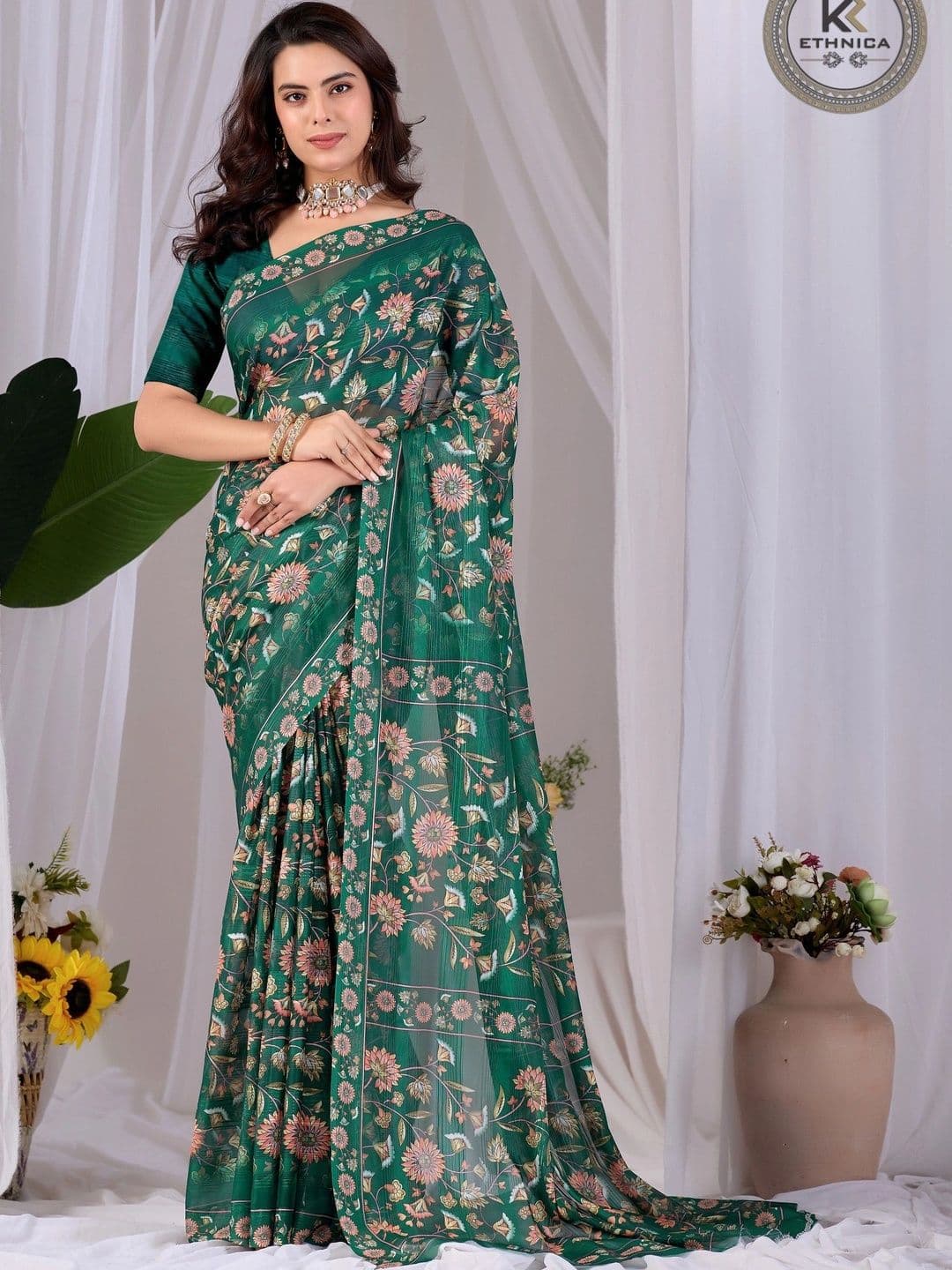 all about you Floral Poly Georgette Designer Saree - view 1