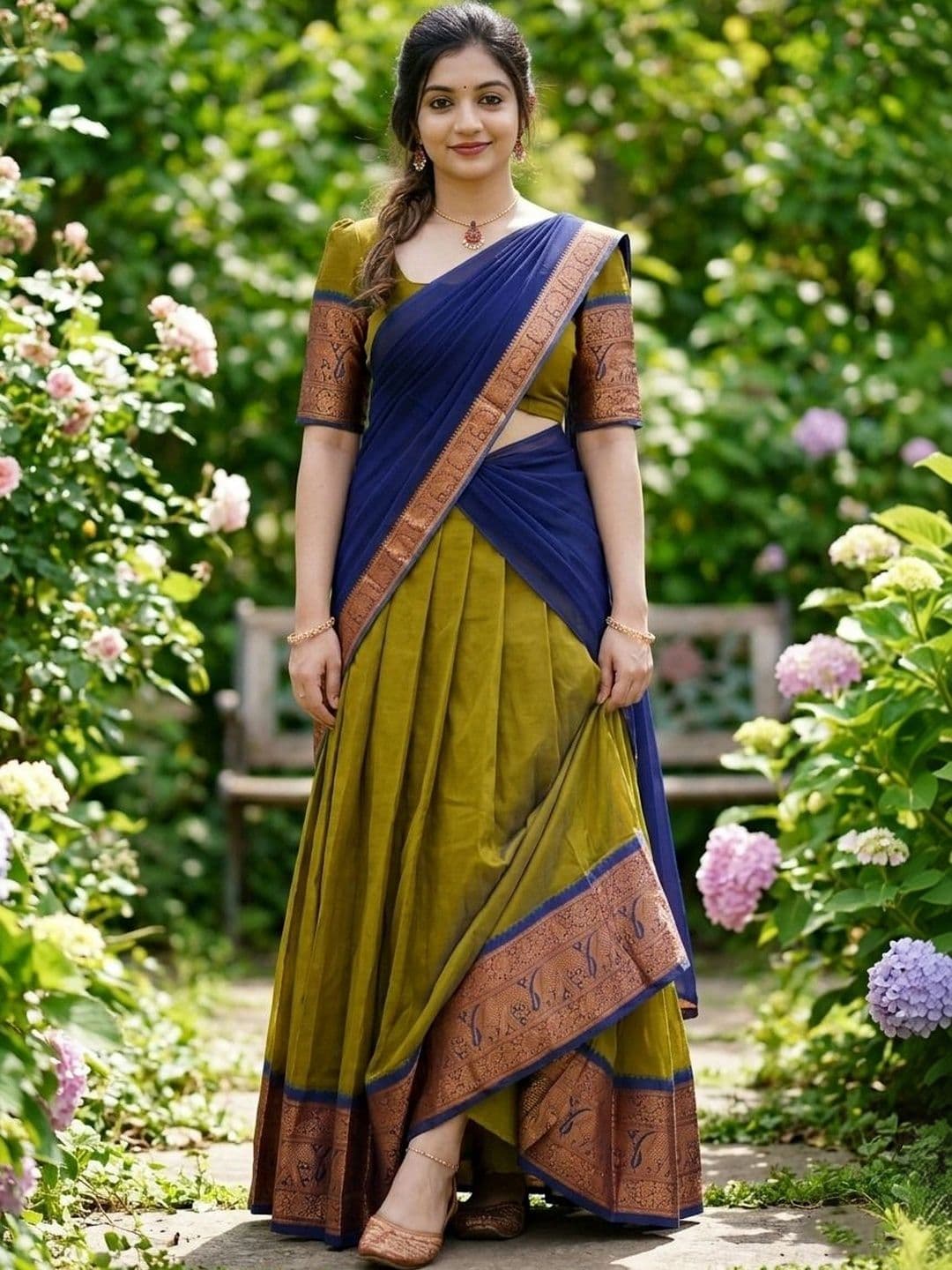 HERE&NOW Unstitched Lehenga & Blouse With Dupatta - view 1