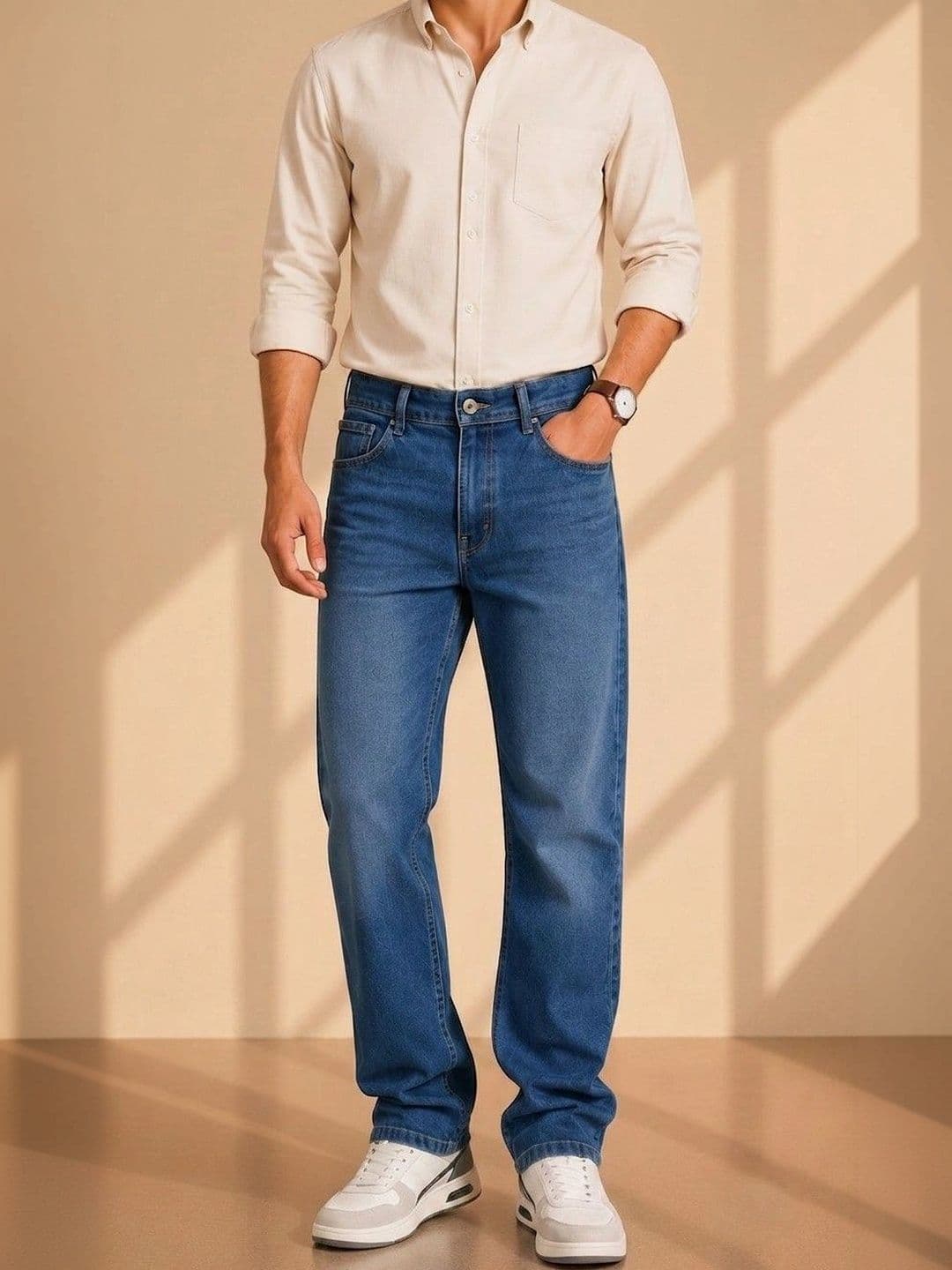 zayla Men Jean Regular Fit Mid-Rise Light Fade Stretchable Jeans - view 1