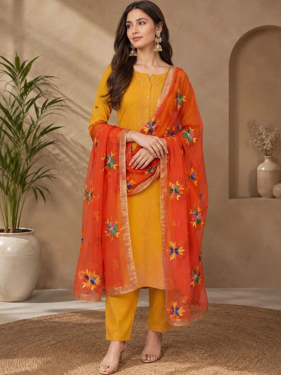 STUTI FASHION Embroidered Dupatta with Thread Work - view 1