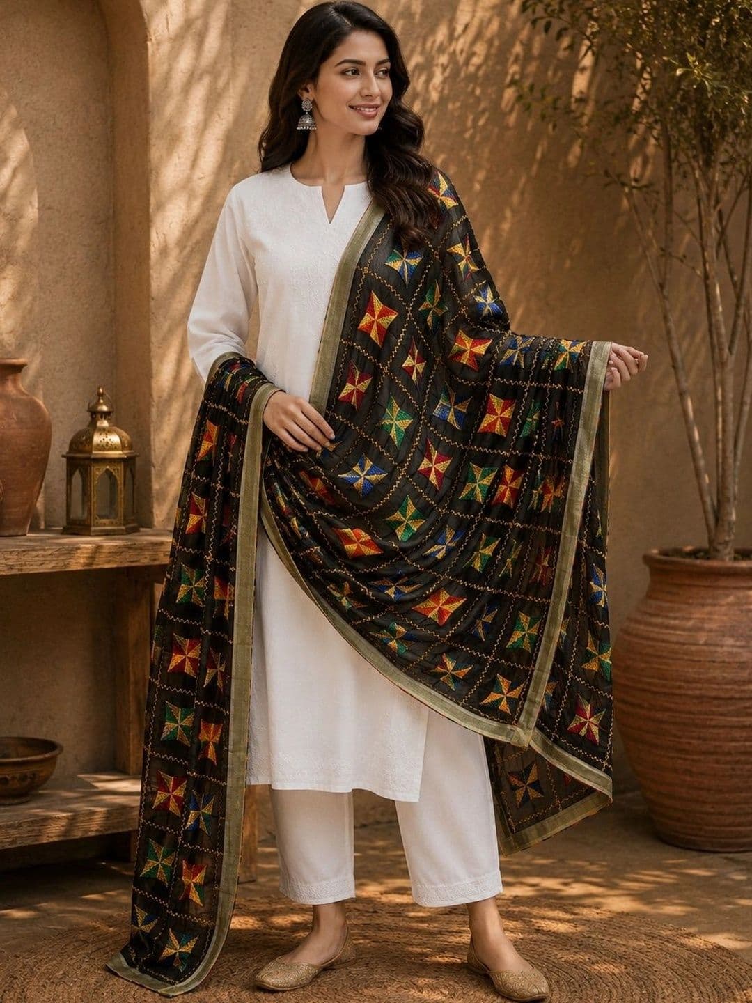 STUTI FASHION Embroidered Dupatta with Thread Work - view 1