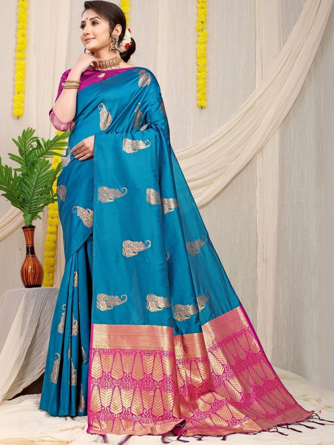 Dhaaga Ghar Woven Design Zari Art Silk Banarasi Saree - view 1