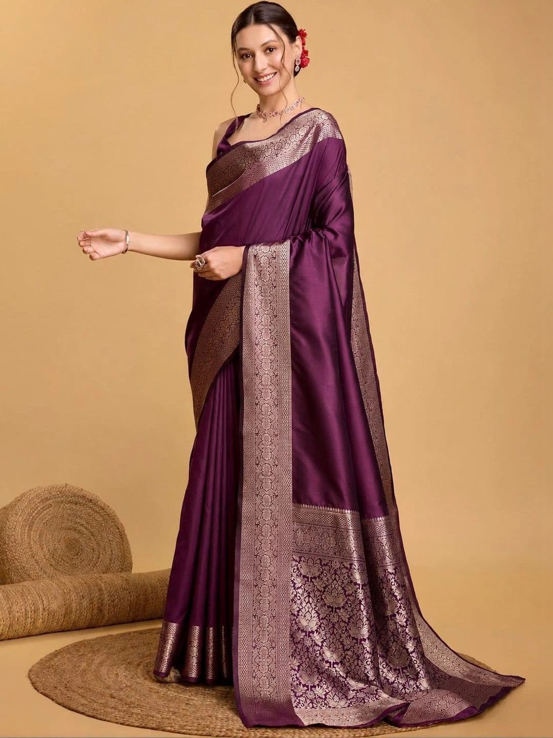 Dhaaga Ghar Paisley Zari Art Silk Banarasi Saree - view 1