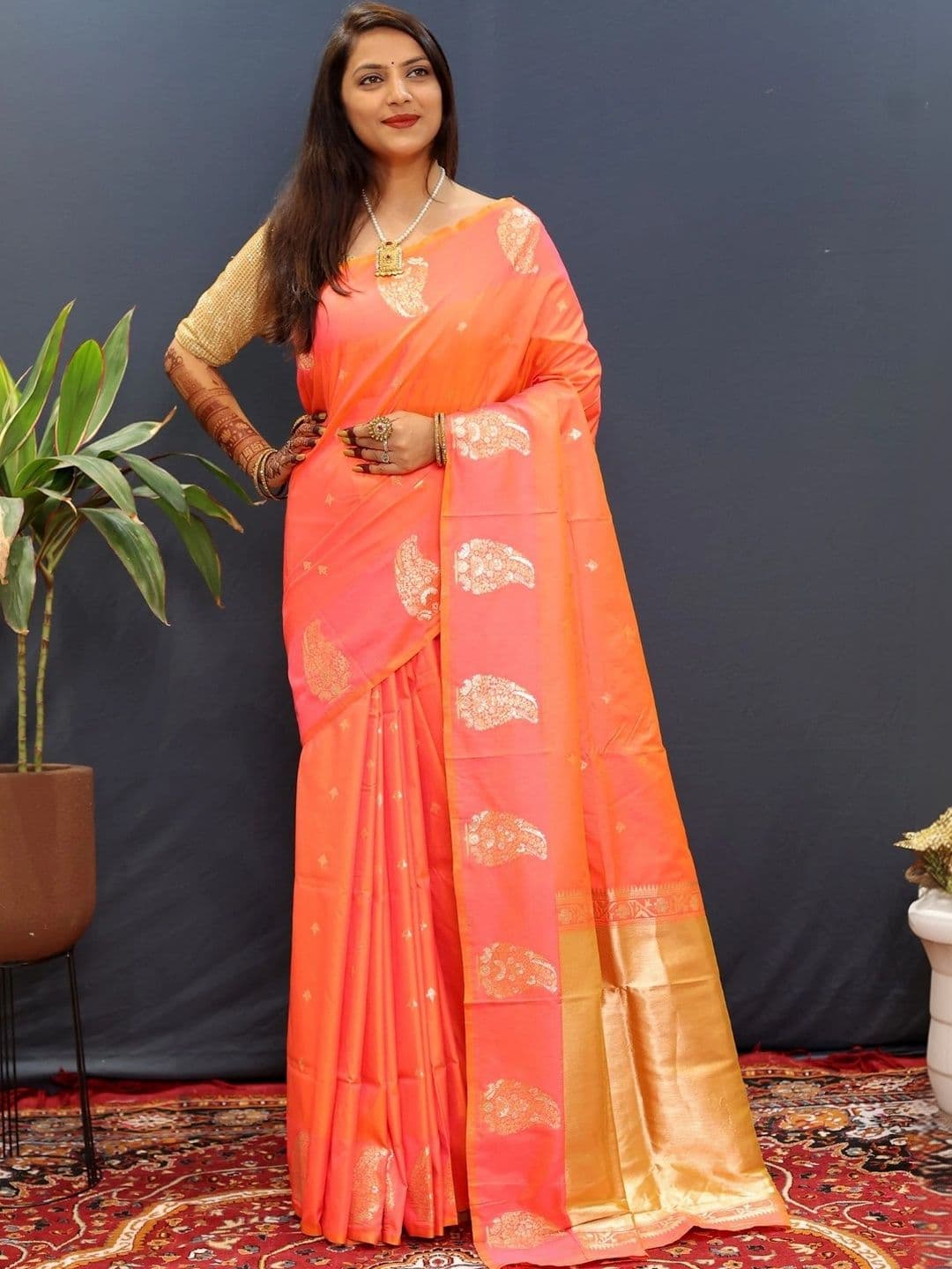 Dhaaga Ghar Women Woven Design Zari Art Silk Banarasi Saree - view 1