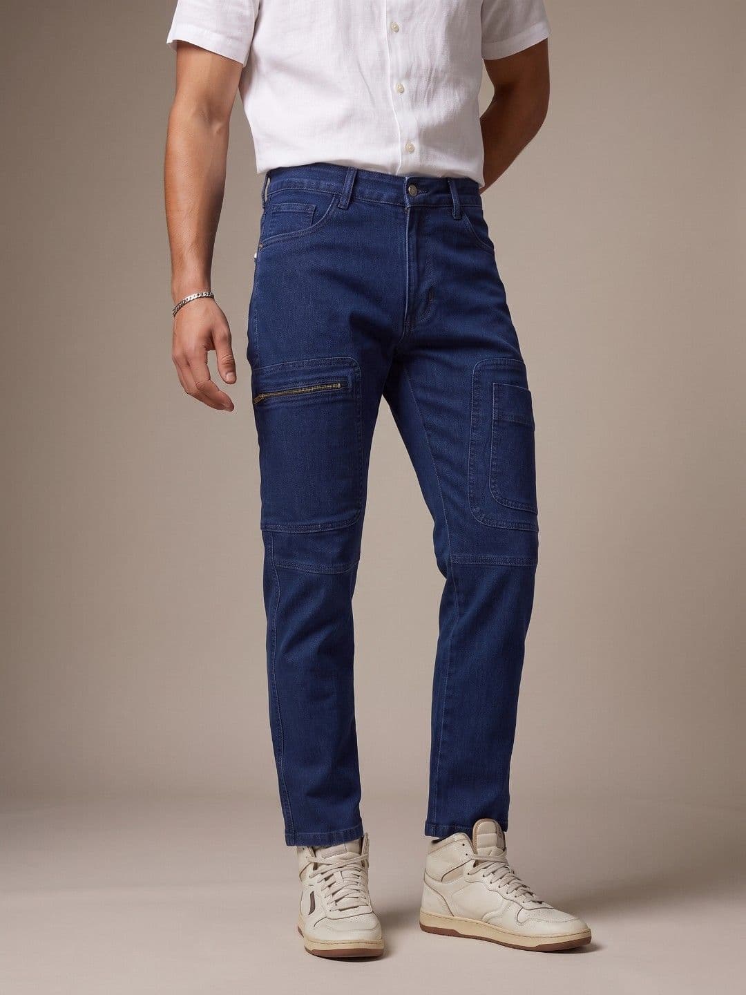 glitchez Men Slim Fit Stretchable Cargo Style Jeans - view 1