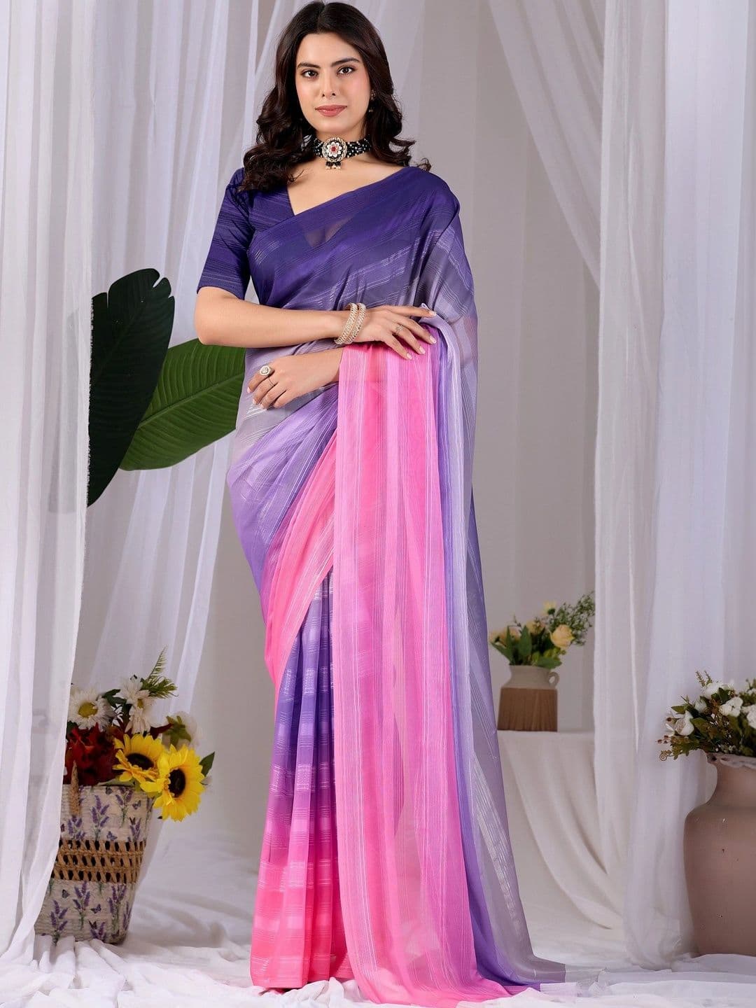 all about you Ombre Poly Georgette Designer Saree - view 1