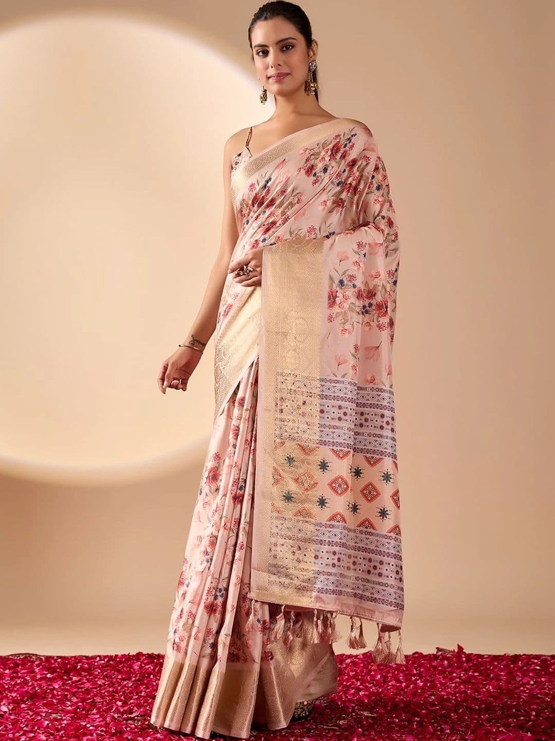 LeeliPeeri Designer Floral Zari Silk Blend Designer Saree - view 1