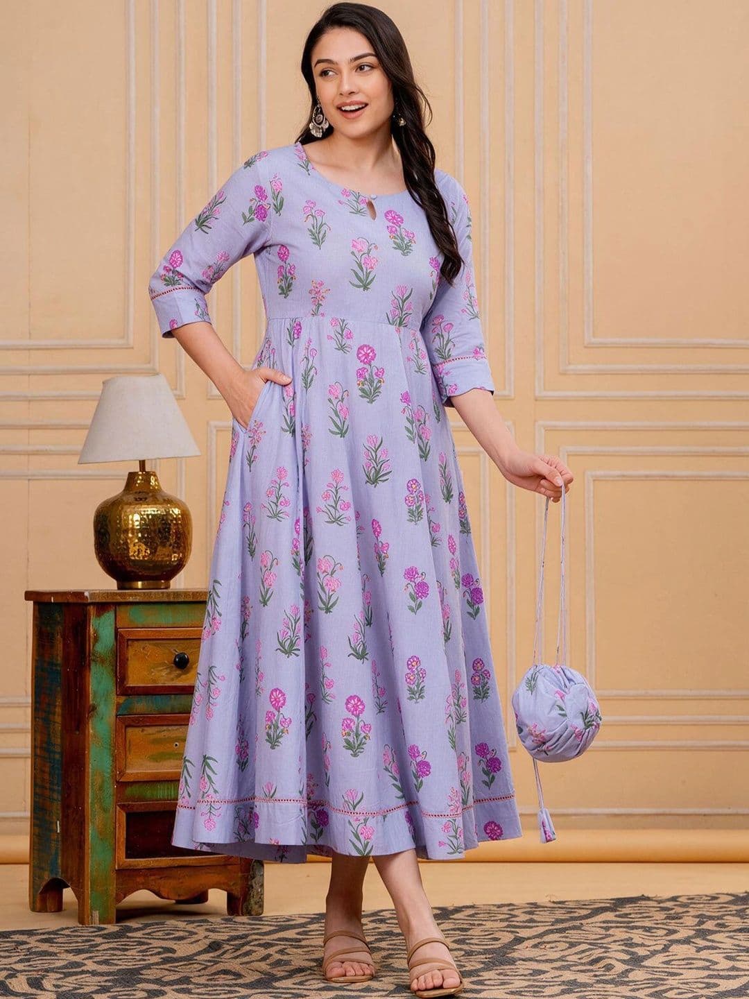 Aramya Floral Print A-Line Midi Dress - view 1