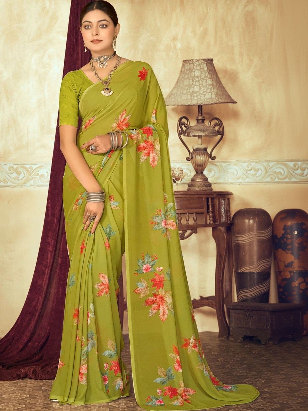 Vipul Floral Pure Georgette Designer Saree - view 1