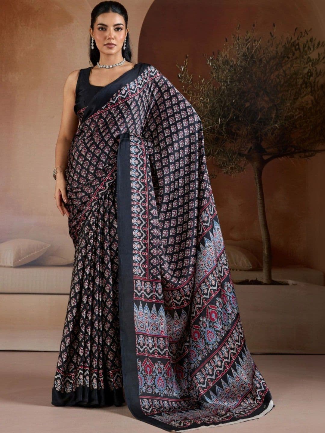 Panzora Kalamkari Satin Designer Saree - view 1