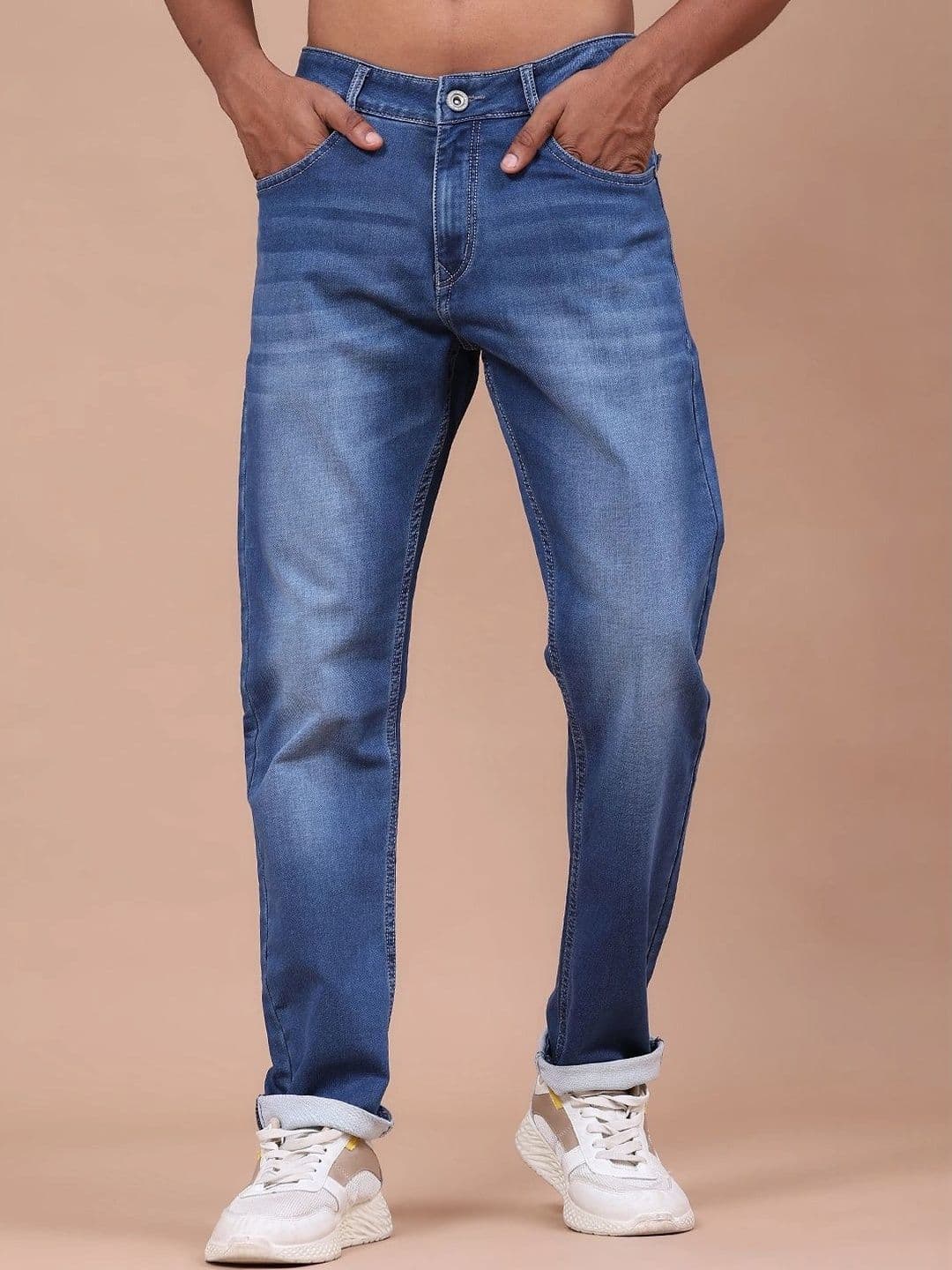 V-Mart Men Cotton Regular Fit Mid-Rise Stretchable Jeans - view 1