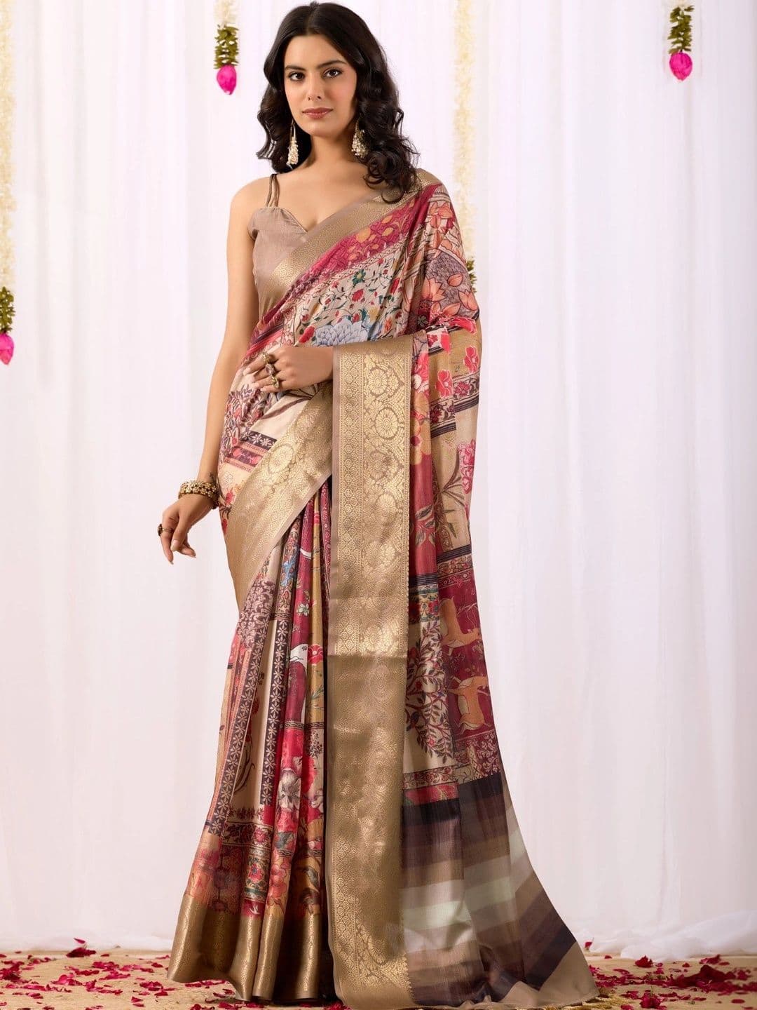 all about you Striped Zari Silk Blend Designer Saree - view 1