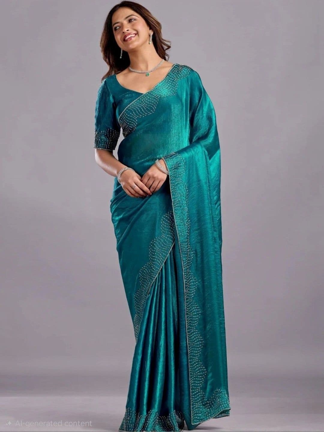 shreevali creation Embellished Satin Saree - view 1