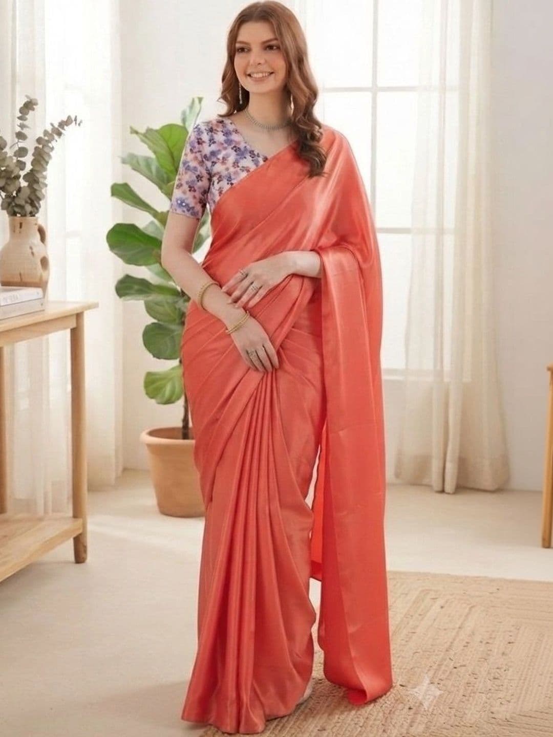 HERE&NOW Satin Saree - view 1