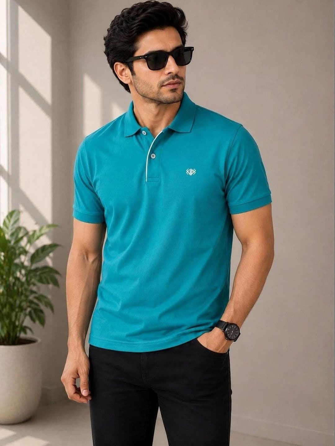 VELDEER Men Brand Logo Polo Collar T-shirt - view 1
