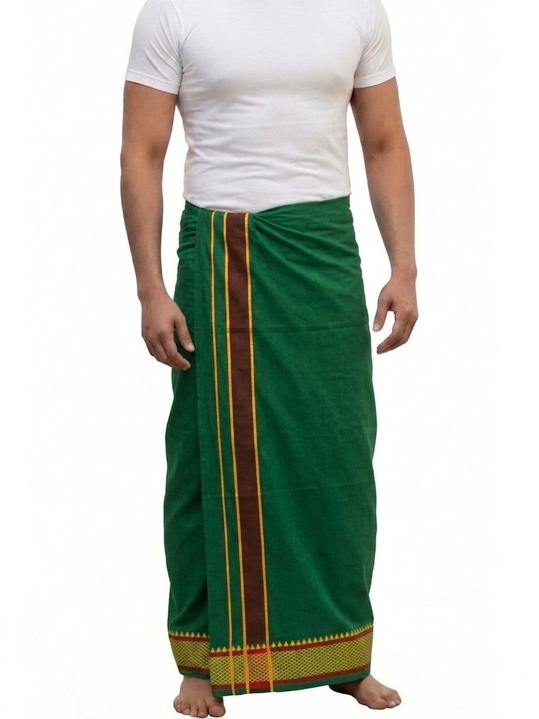 Tharunsha Elite Men Striped Cotton Dhoti Dhotis - view 1