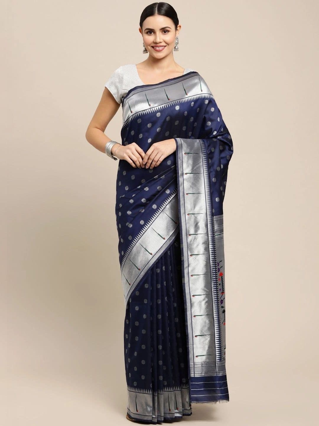 KALINI Women Woven Design Zari Art Silk Paithani Saree - view 1