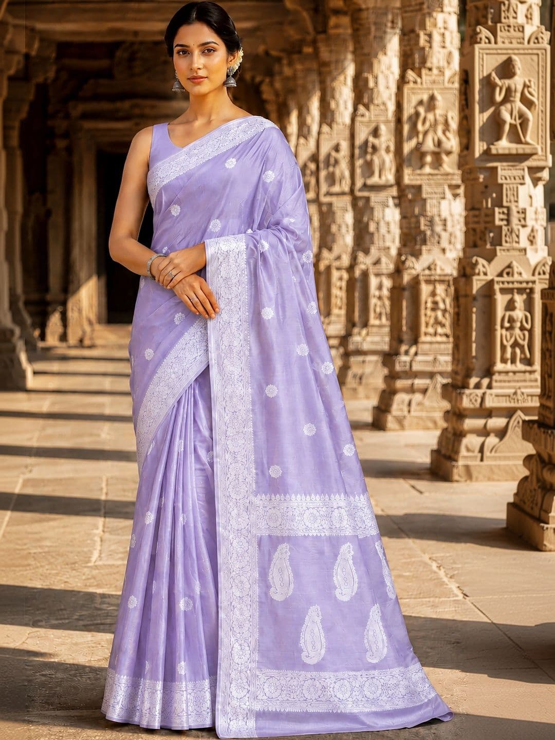 Mitera Women Woven Design Zari Designer Kanjeevaram Saree - view 1