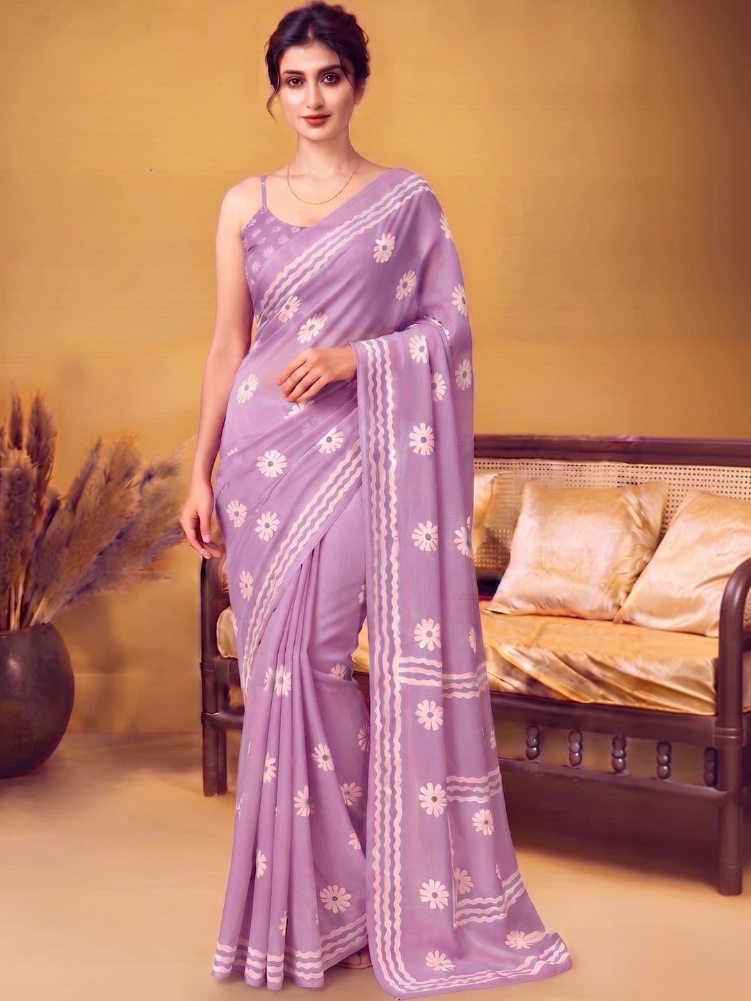 MAGNEITTA Floral Pure Chiffon Designer Saree - view 1