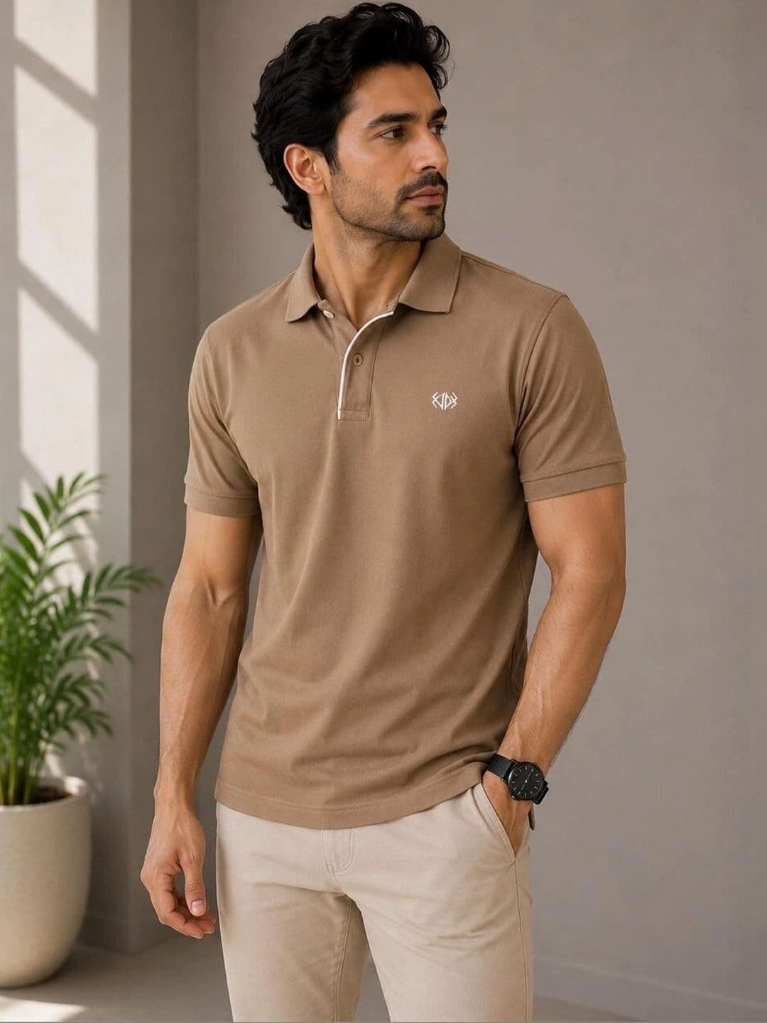 VELDEER Men Brand Logo Polo Collar T-shirt - view 1