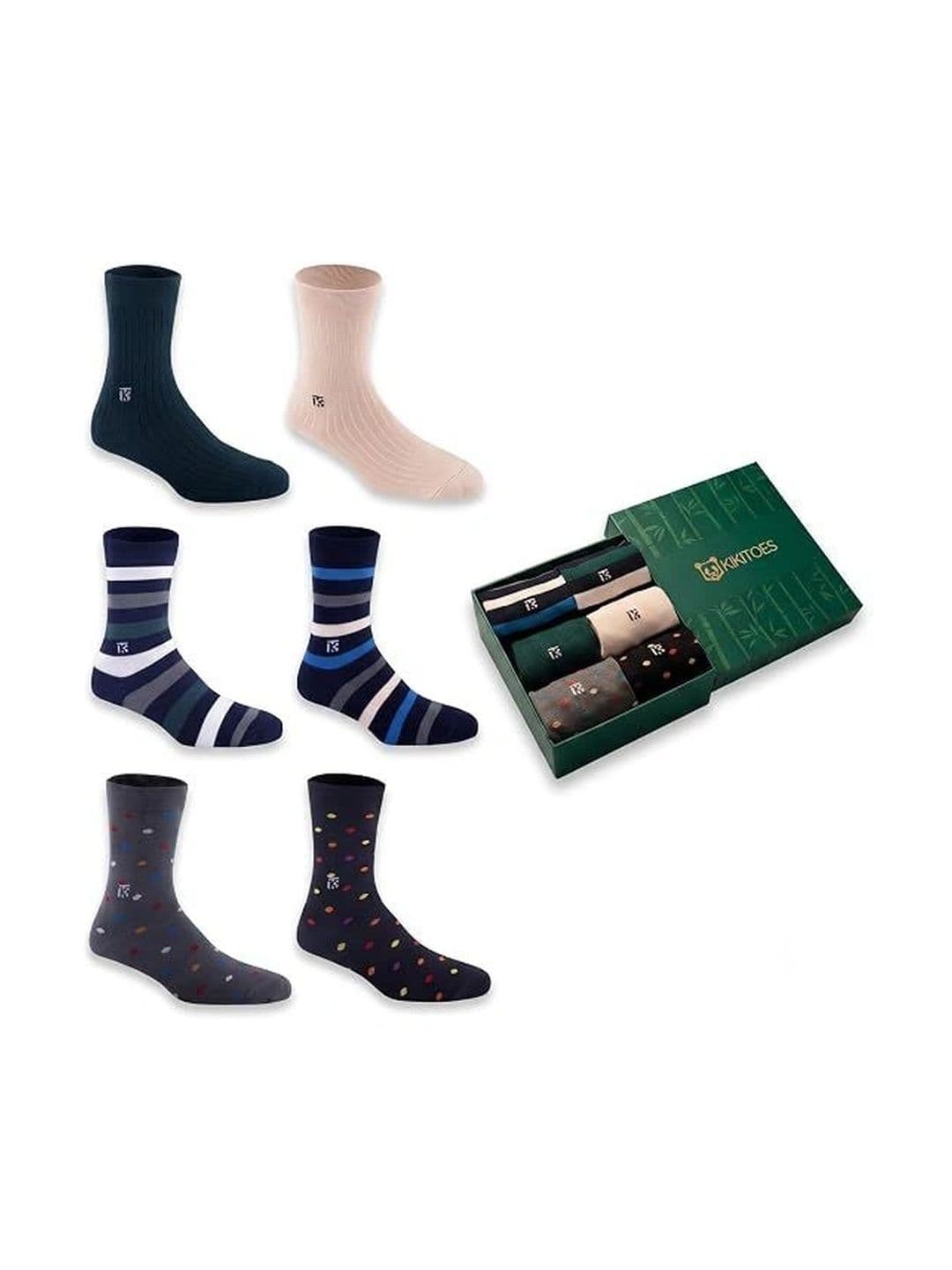 Kikitoes Men Pack of 6 Assorted Striped Calf Length Socks - view 1