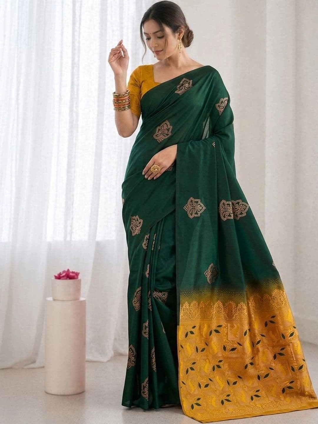 UMANTA Woven Design Zari Silk Blend Banarasi Saree - view 1