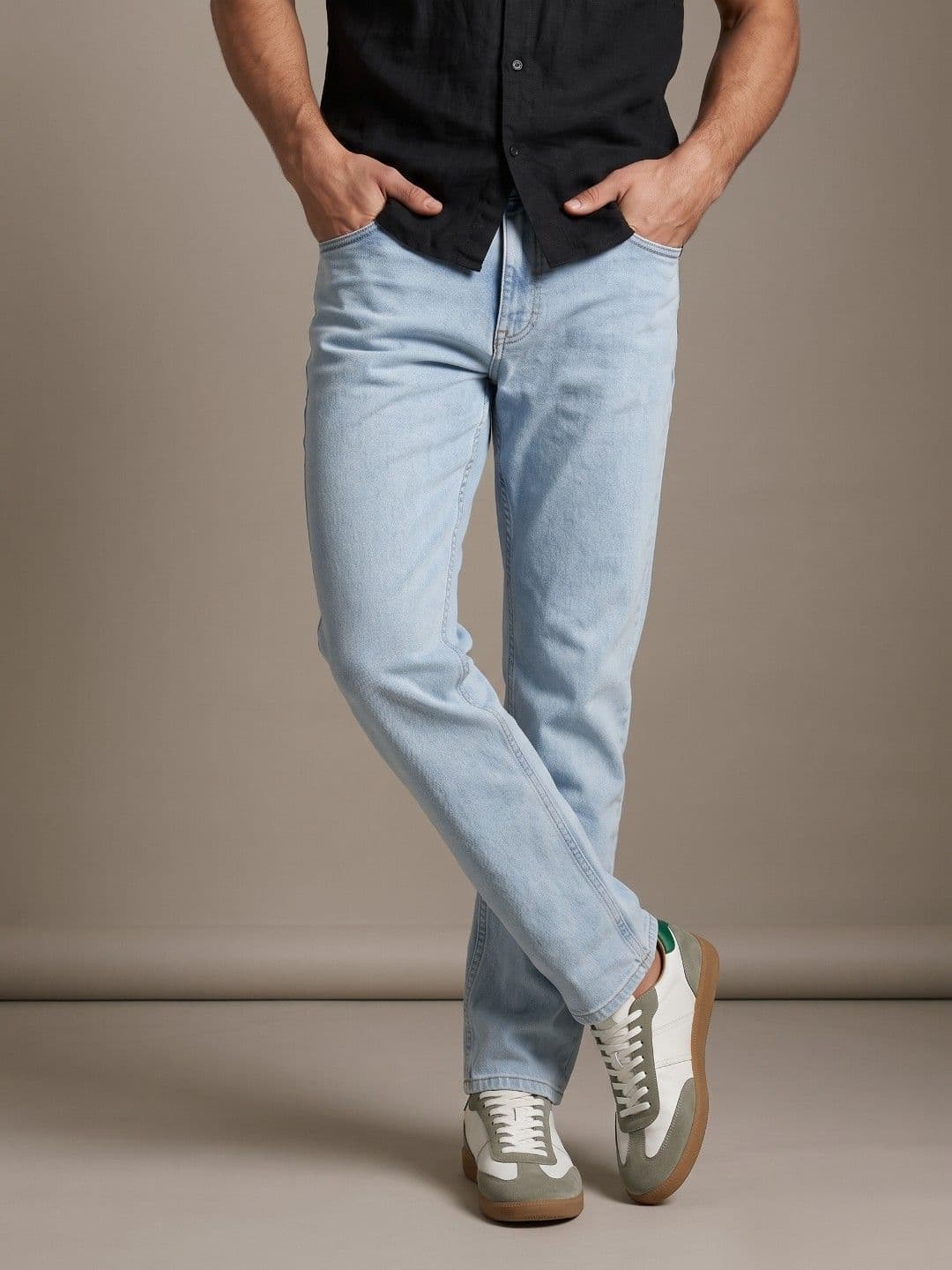 glitchez Men Straight Fit Mid-Rise Light Fade Stretchable Jeans - view 1