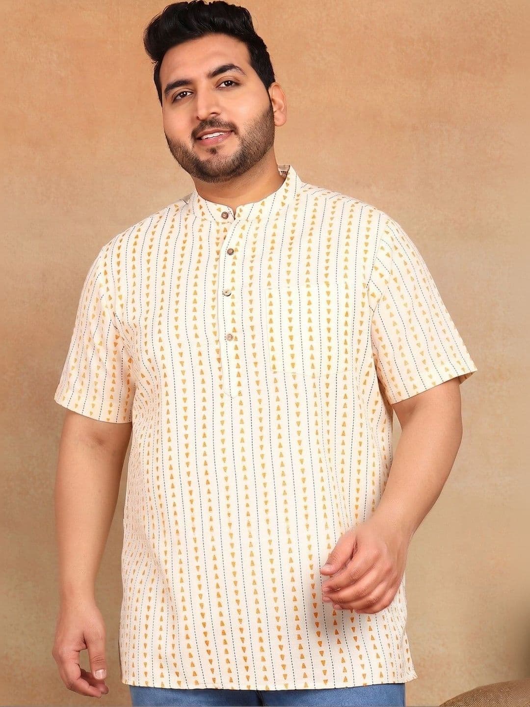 Sztori Men Geometric Printed Kurta - view 1