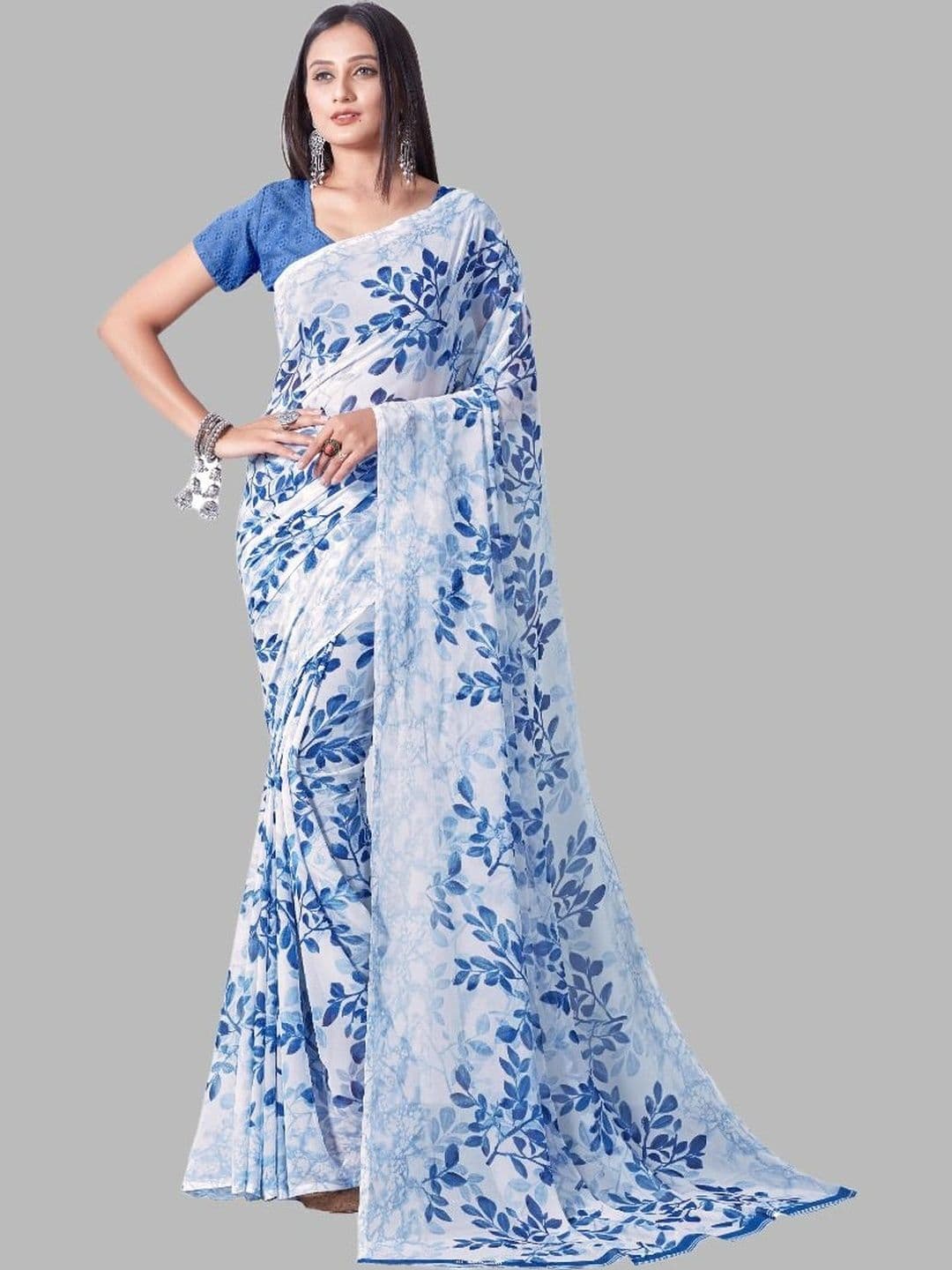 NARIVESH TRENDS Poly Georgette Saree - view 1