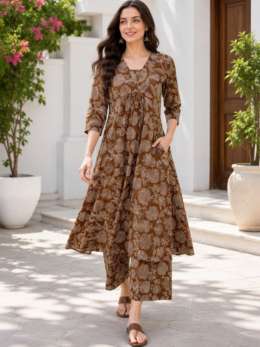 DSK STUDIO Women Floral Printed Empire Kurta with Palazzos - view 1