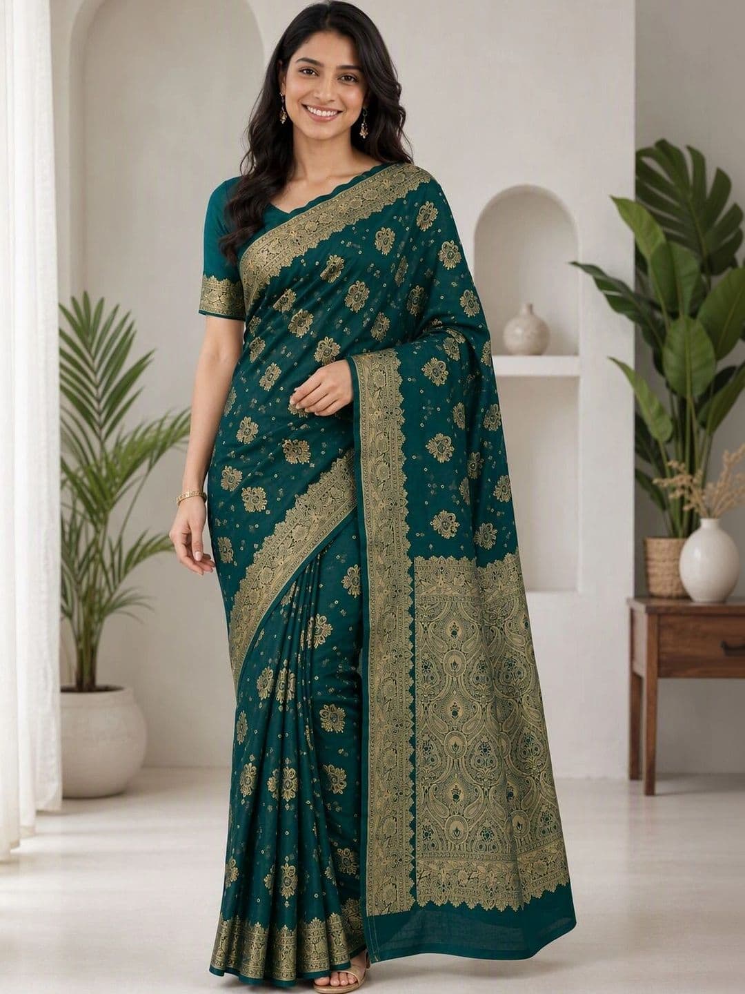 KRISHNA KURTIES Woven Design Zari Art Silk Banarasi Saree - view 1
